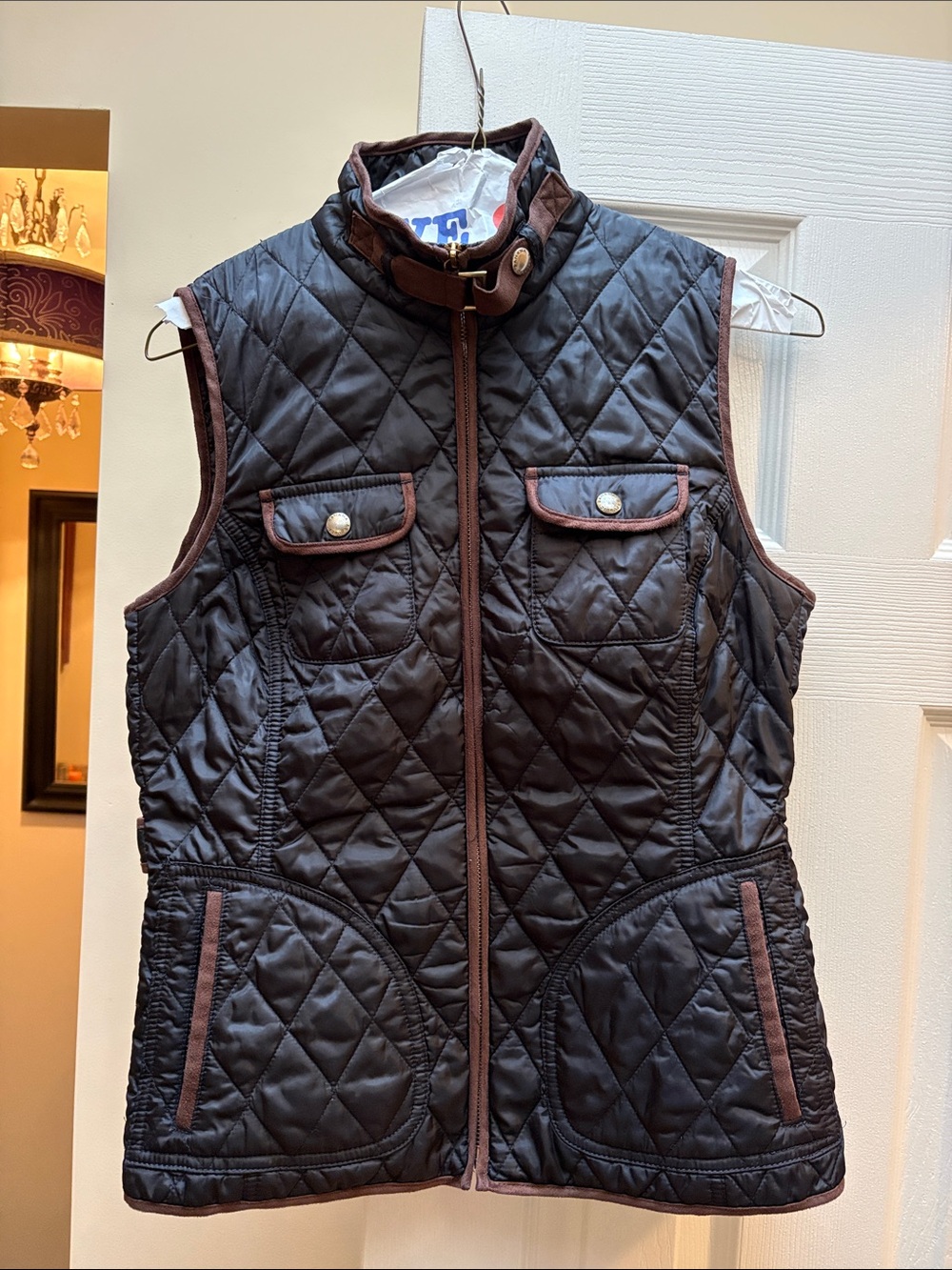 Banana Republic vest Quilted Black small Jacket - Classic Sleeveless Coat EUC